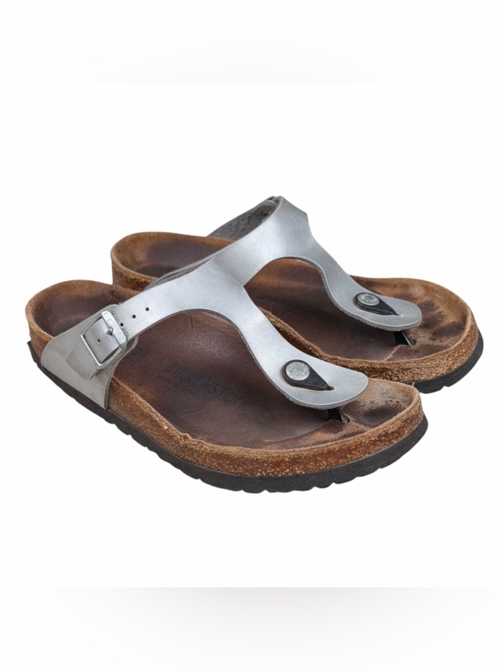 Birkenstock Silver Metallic Gizeh Thong Sandals EU 38 - US 7, Regular Width